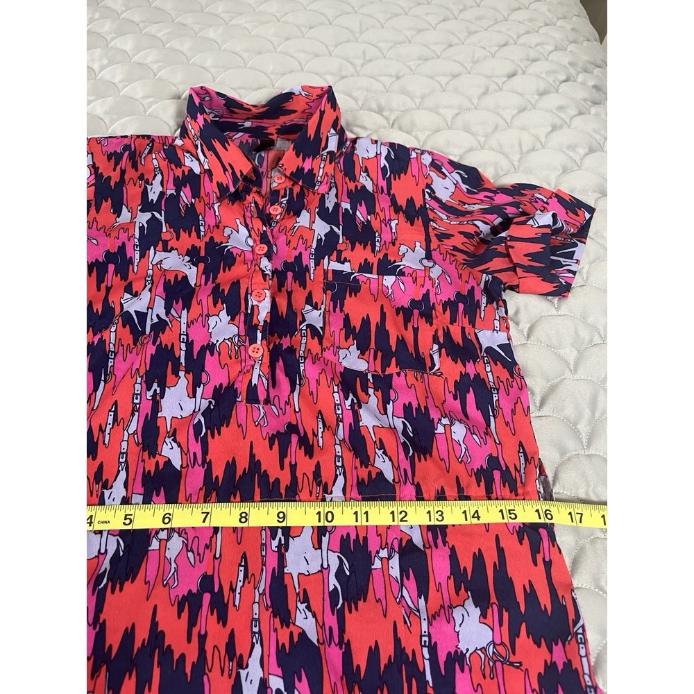Vero Moda  Colorful Equestrian Horse Dress XS Short Sleeve Button Up Western - Picture 3 of 10